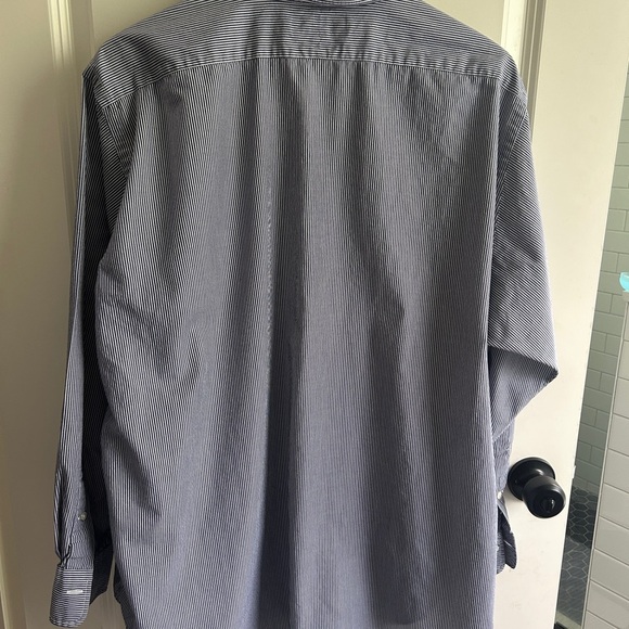 EUC Polo Ralph Lauren Navy and White Striped Shirt 17.5 neck. 100% cotton - Picture 5 of 6